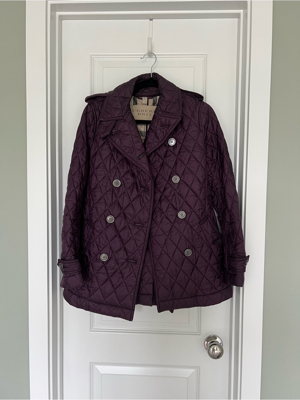 Burberry Quilted Double-Breasted Jacket - Plum